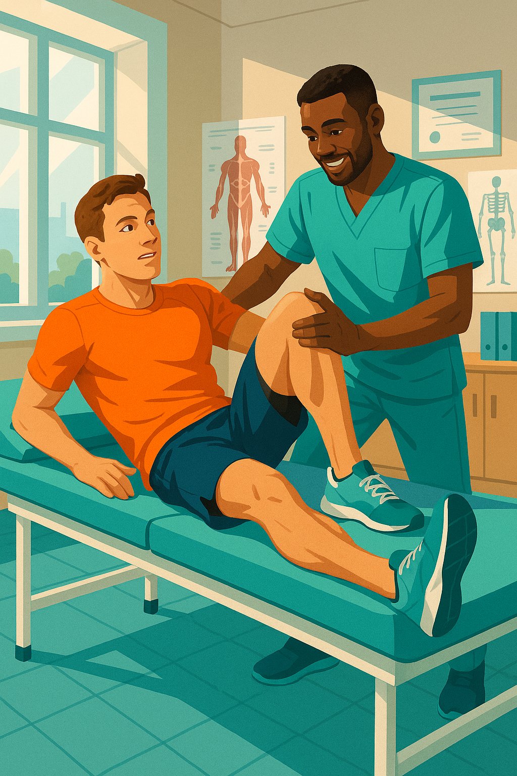 Sports medicine, physiotherapist and athlete